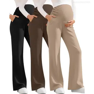 3 Pack Women's Maternity Pants Over The Belly Pregnancy Pants Comfy Bootcut Pregnant Sweatpants with PocketsFFSummitSupply7