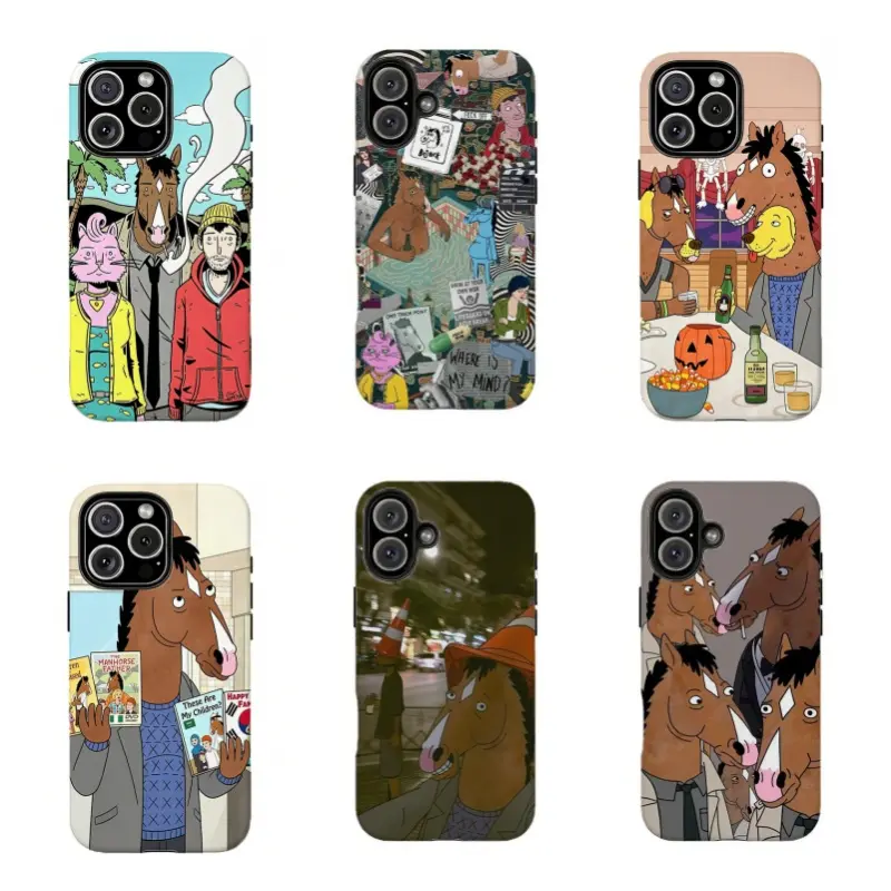 Retro 90s Bojack Horseman & Friends Custom Protection Casing, Shock-Resistance Phone Case for iPhone 11-17 Pro Max/Samsung S22-S25 Ultra, Device Accessories & Fan Gifts, Cover, Cellphone