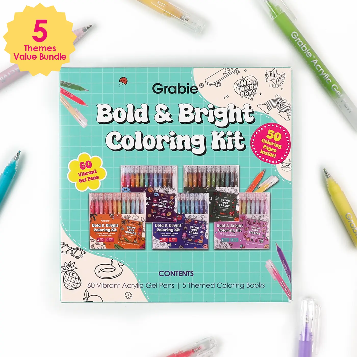 Grabie Bold & Bright Coloring Kit 5 Themes Value Bundle, DealsForYouDays, Coloring Pen, Art Marker Set