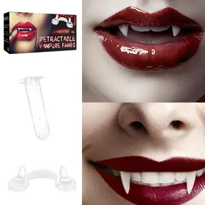 Retractable Vampire Fangs for Halloween, Realistic and Scary Cosplay Teeth for Kids and Adults, Perfect for Costume Parties, Trick-or-Treating, Pranks and Dance Nights