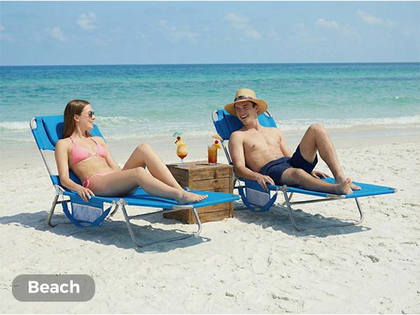 Folding Adjustable Chaise Lounge Chair, Portable Beach Lounge Chair with Backpack Straps & Side Pocket for Outside, Patio, Poolside, Lawn Folding Adjustable Chaise Lounge Chair, Portable Beach Lounge Chair with Backpack Straps & Side Pocket for Outside, Patio, Poolside, Lawn