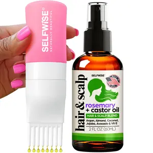 Organic Rosemary Oil For Hair Growth with Castor, Argan, Coconut, Almond, Jojoba, Avocado, Grapeseed, Vitamin E, Lavender & Peppermint for Hair & Scalp Treatment, All Hair Types, Men & Women 8oz