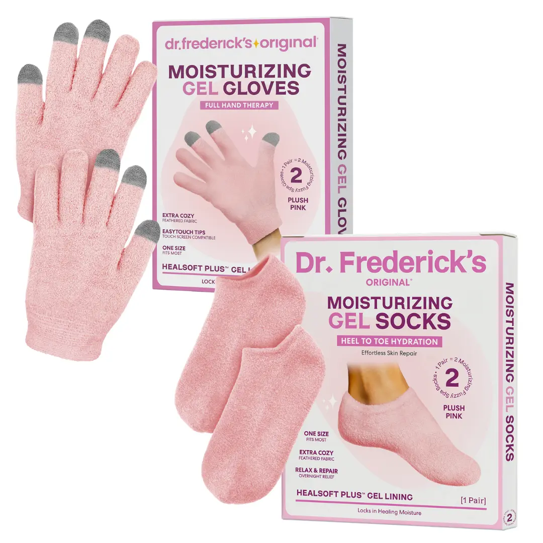 Skincare Duo - Rose - Moisturizing Gel Gloves - Full Foot Gel Socks - Dry Skin Relief