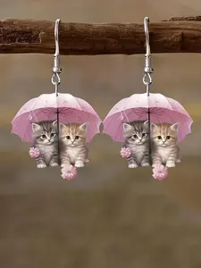 Cute Cartoon Cat Design Dangle Earrings, Fashionable Acrylic Jewelry for Women, Trendy All-match & Exquisite Jewelry for Birthday Gift, Versatile Earrings