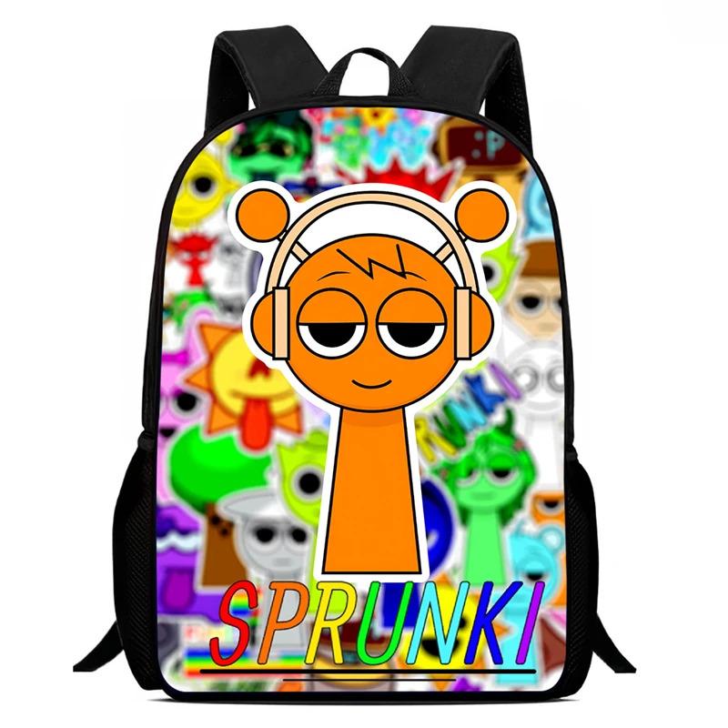 Sprunki Game Cartoon Backpacks Boys and Girls Student Book Bag  School Bags Large Capacity Camping Storage Rucksack