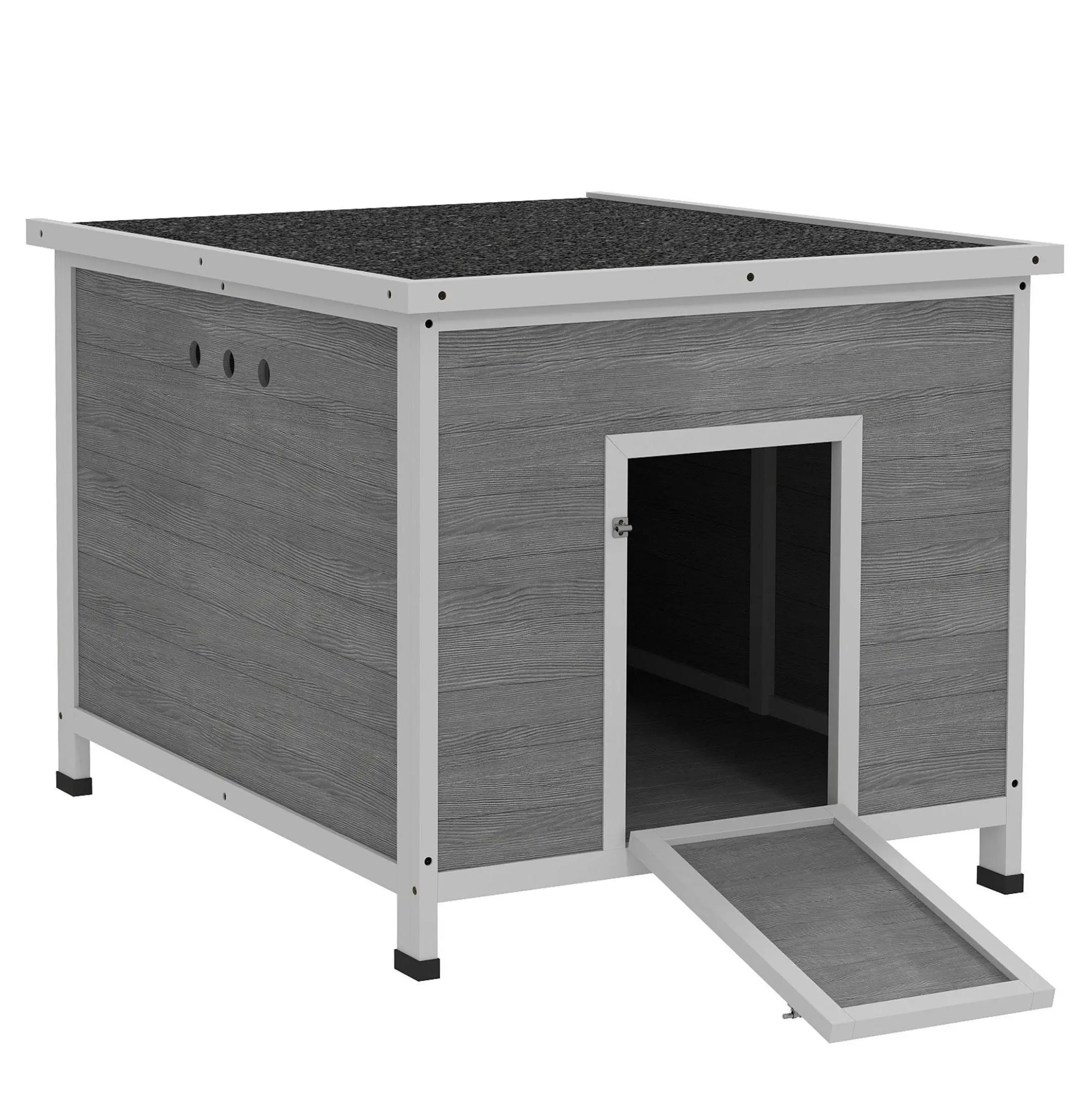 Chicken Coop Wooden Coop for 3-6 Chickens, 30x38x30in Openable Roof, Removable Floor, Double Doors, Ramp Default Title