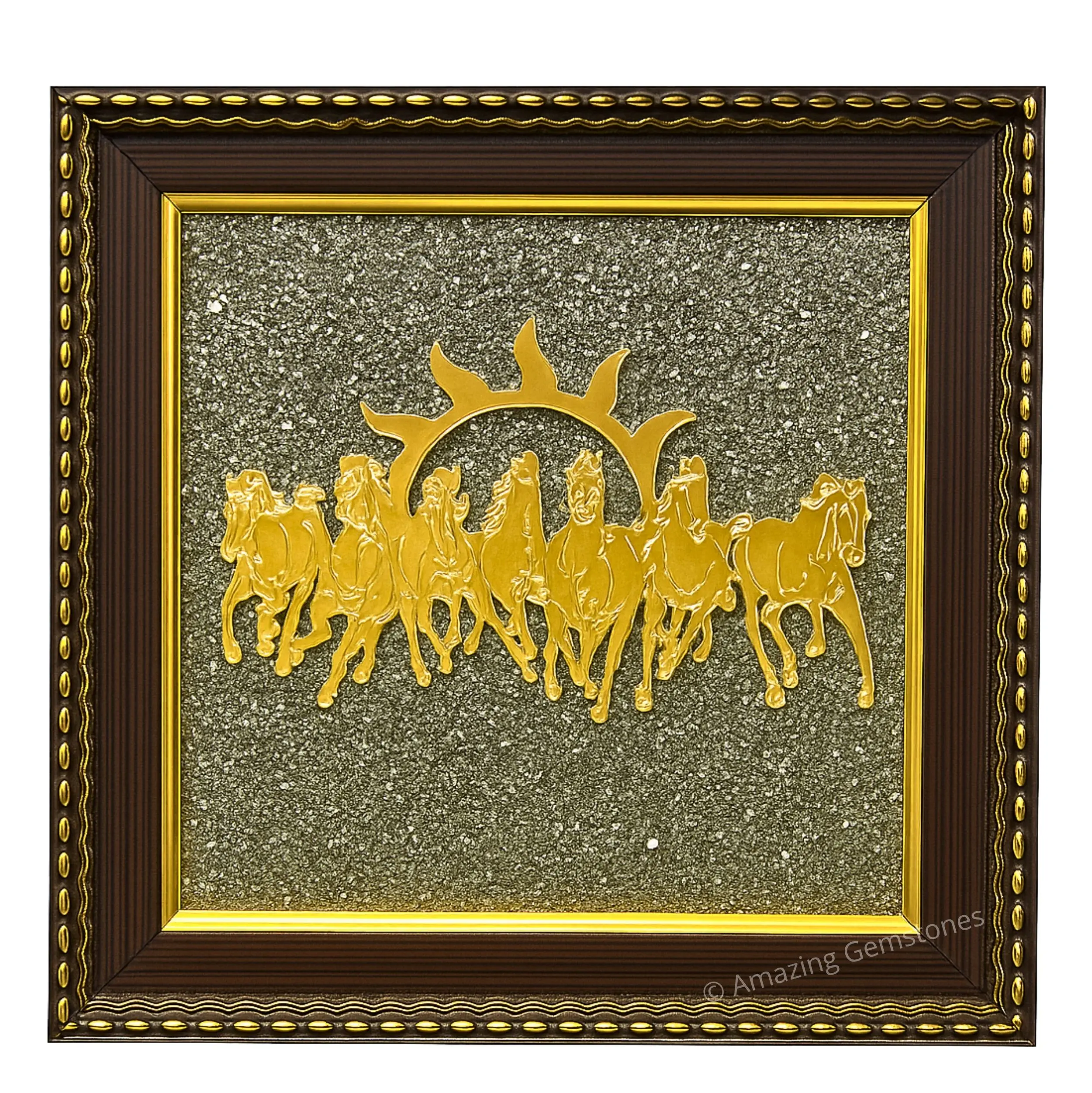 Wooden Pyrite Dust Wall Decor Frame - Home Religious Ornaments for Protection, Energy Balance, Prosperity, Success