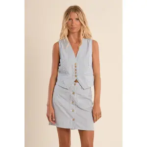 Ashlee Pinstripe Vest Light Blue