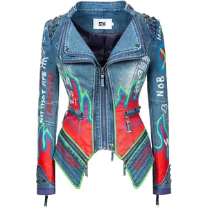 Studded Rivet Paint Hand Drawn Jacket