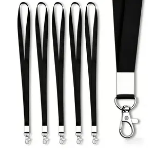 1/5/10PCS Badge Lanyard Classic Style 18.5inch Black Wear-resistant Work ID Holder Work ID Badges for Office Workers Office Staff Daily Use  Lobster Clasp Company Employees