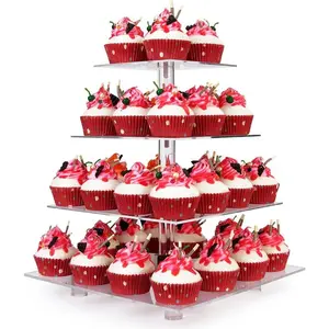 Cupcake Stand, 4 Tier  Cupcake Tower Stand,  Cupcake Holder, Clear Cupcake Display for 52 Cupcakes, Display for Pastry Wedding Birthday Party