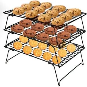 Baking Three-Tier Cake Stand Foldable Bread Cooling Rack Cookie Mesh Non-Stick Cooling Tray, Kitchen Baking Accessories