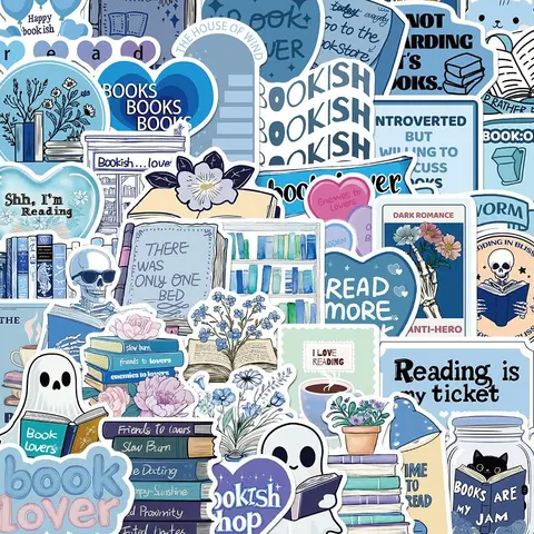 Bookish Sticker, 50pcs/set Creative Book Pattern Sticker, Decorative Sticker for Phone, Notebook, Handbook, DIY Decorative Sticker for Scrapbooking