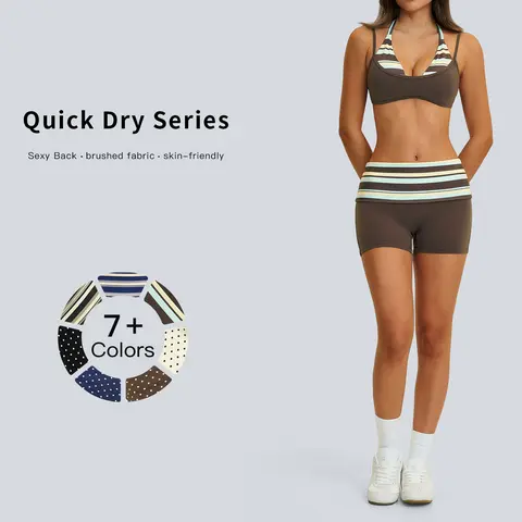 Tenwolf Women’s 2 Piece Sets Women’s Casual Sports Polka Dot Yoga Sportswear Set - Halter Neck Camisole Faux 2-Piece Quick-Dry Workout Running Clothes for Gym, Female Sohochic