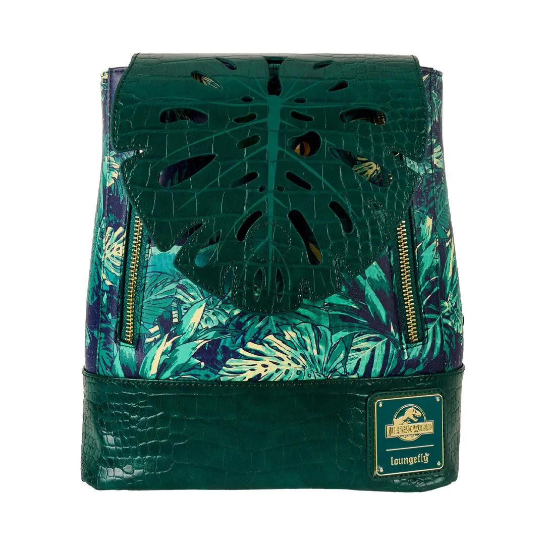 Loungefly Jurassic World Dinosaur Women's Faux Leather Velociraptor Mini Backpack - Faux Crocodile Finish, Jungle Graphic, Secure Drawstring, Adjustable Shoulder Strap, Animal Print, Zip, Velociraptor Peek, Lightweight Adult Female Casual Collectible Bag