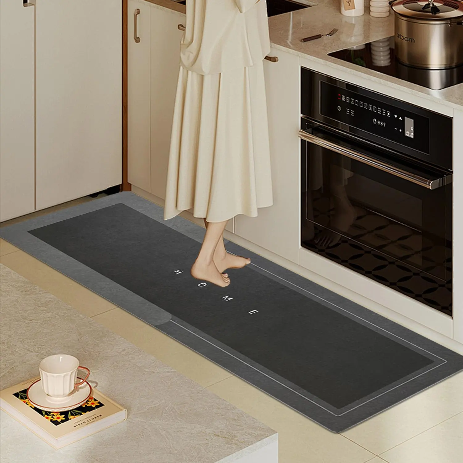 Kitchen Mats Cushioned Anti Fatigue 15.75" X 47.24", Non Slip and Quick Dry Magic Kitchen Floor Mat, for Bathroom, Bedroom, Kitchen, Toilet, Door, Washing Table(Rectangular Black, 15.75" X 47.24")