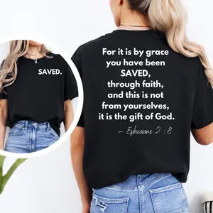 Saved Tshirt, Religious Graphic Tee, Christian Apparel, Faith Inspired Shirt, Unisex Cotton Top, Christian Gift Classic Fabric Knit Stylish Comfy T-Shirt Casual Streetwear Church Knitted Medium Womenswear Comfortable Everyday Crewneck, Mens, Unisex