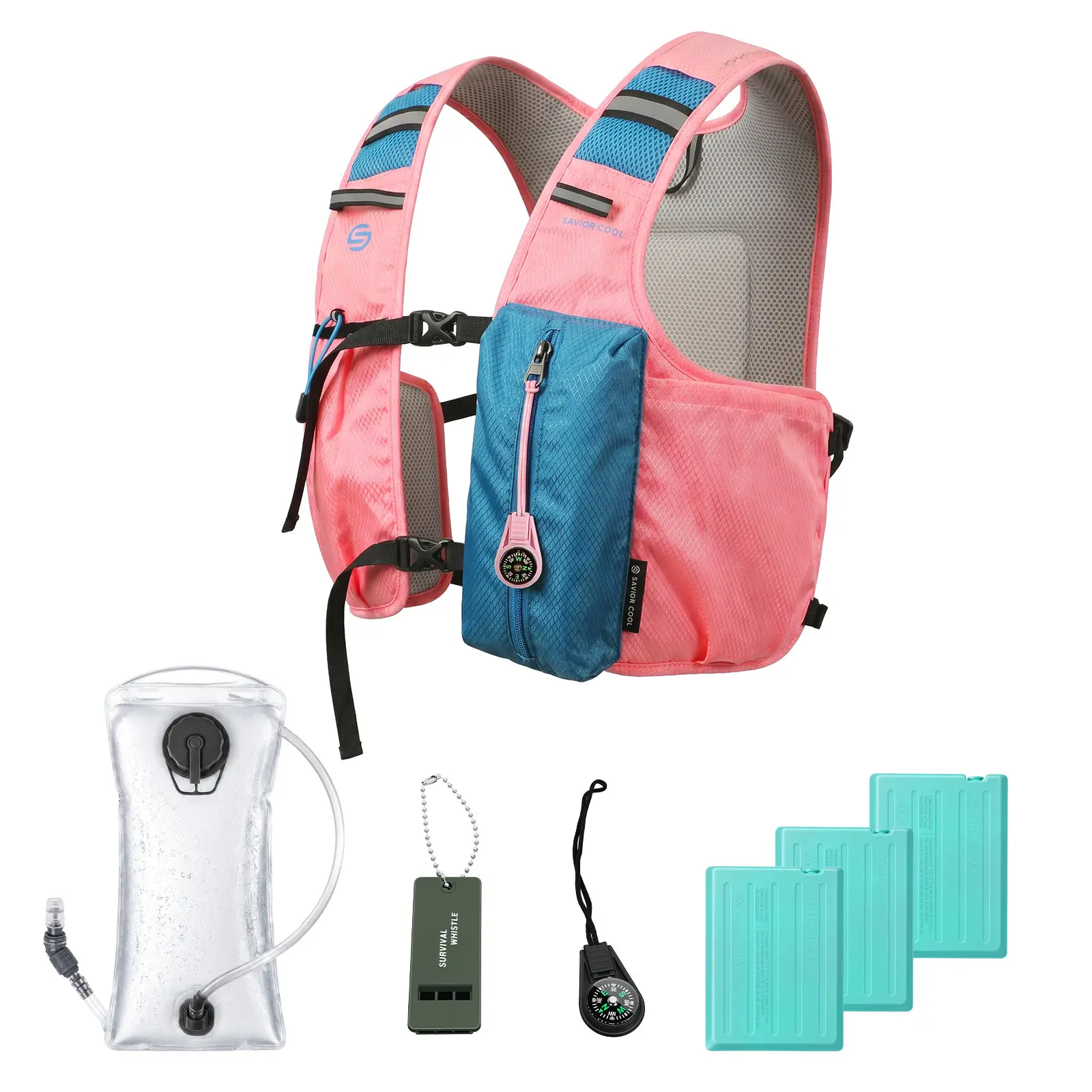 SAVIOR COOL Cooling Hydration Vest with 2L BPA-Free Water Bladder and 3 Reusable Ice Packs for Running, Hiking, Cycling and Outdoor Work