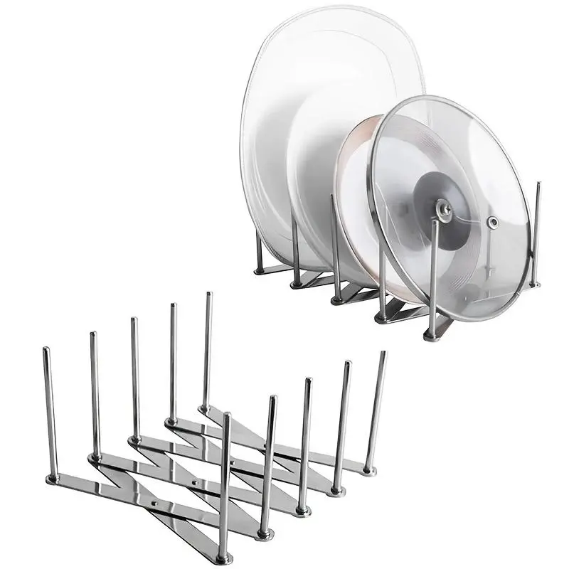 Pot Lid Organizer, 1 Count Retractable Pot Lid Holder, Adjustable Kitchen Drain Rack Storage Rack for Pots and Pans, Kitchen Utensils & Gadgets, Adjustable Metal Stand