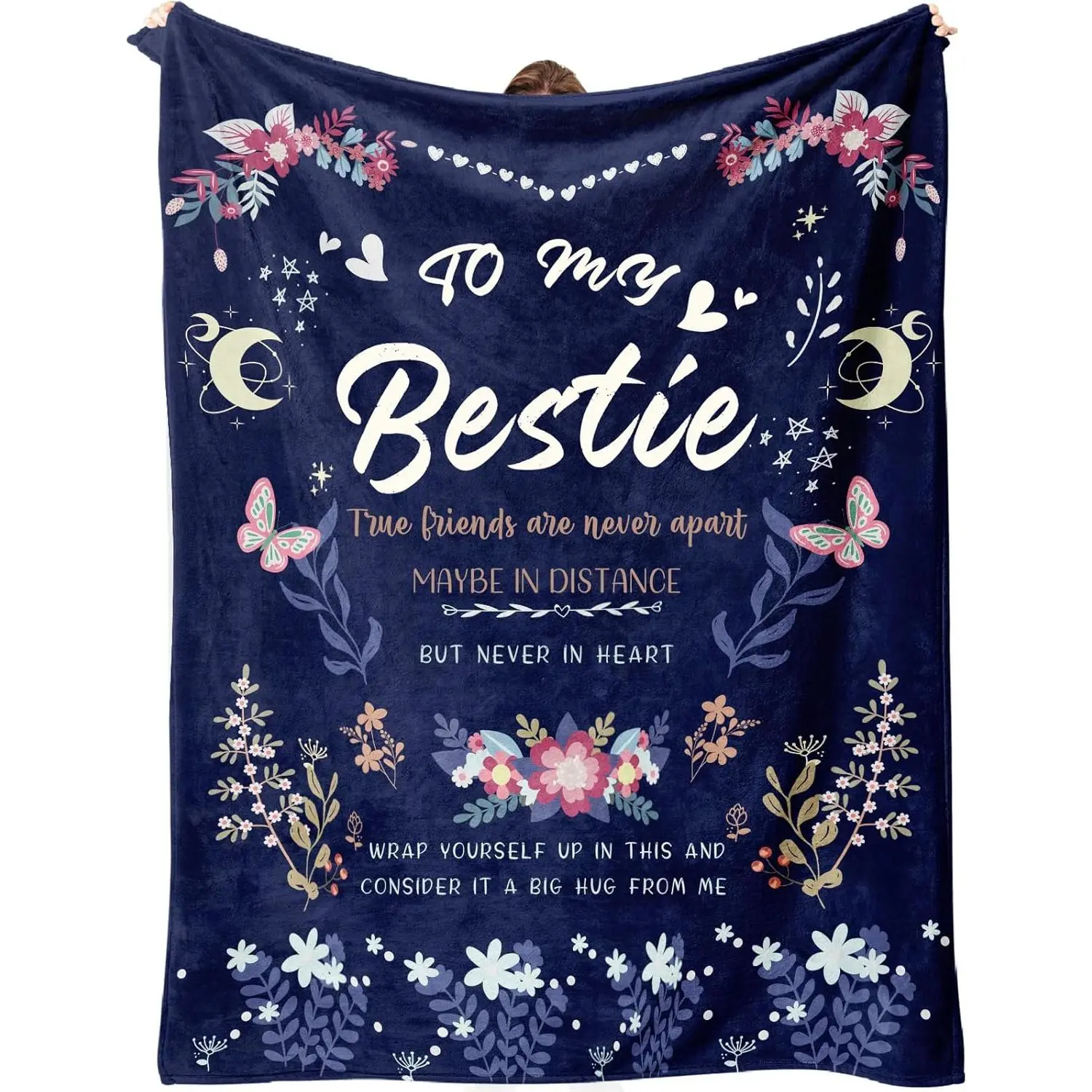 Women's Bestie Flannel Cozy Blanket - 60x50 Inch Flannel Throw, Thinking of You Gift