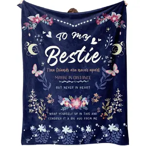 Bestie Gifts for Women - Best Friend Blanket, 60 x 50 Inch - Flannel Throw, Thinking of You Gift