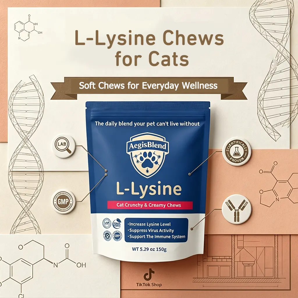 AegisBlend High Lysine Crunchy Chicken Cat Treats, 5.29oz (150g) Natural Ready-to-Serve Snacks with Fish Oil, Colostrum & Pumpkin Filling for Immune Support, Universal Fit, 24-Month Shelf Life
