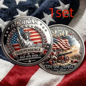 1 Set 3D Relief Commemorative Coin, Usa Independence 250th Anniversary (1776-2026), Dual-Sided Collectible, Historical Gift, Christmas, Halloween, Valentine's Day