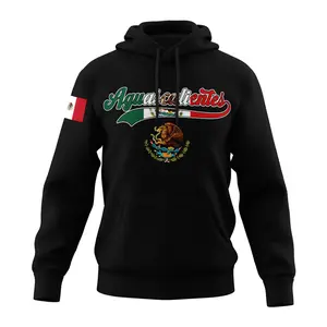 Mexico States Design Long Sleeve Black Hoodie Unisex Pullover with Various States Design Options - Menswear