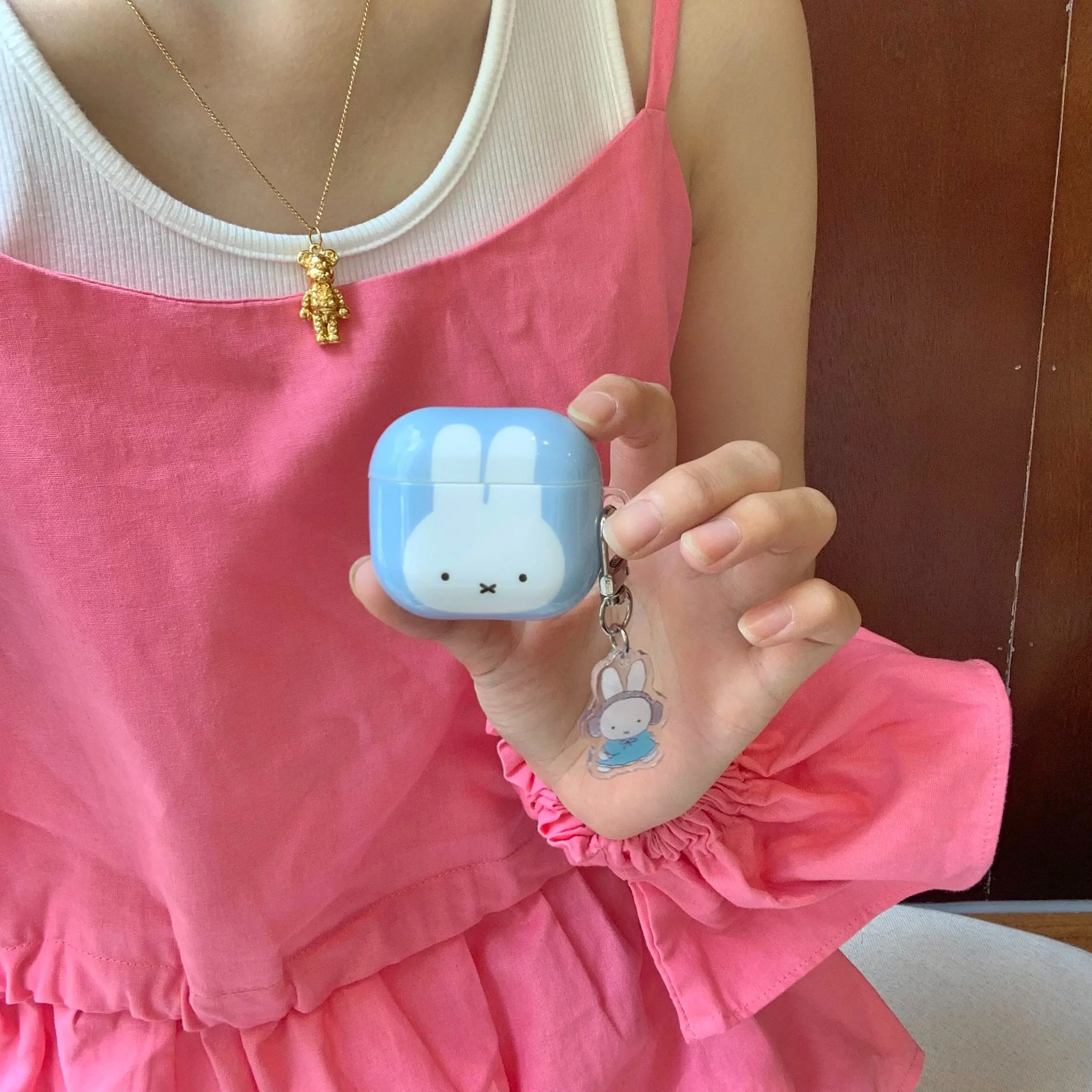Miffy Rabbit Earphone Case for Apple AirPods Pro 2/pro/4/3/2, Fashionable Women's Simple Design, Cute Hanging Decoration, Earphone Protective Cover