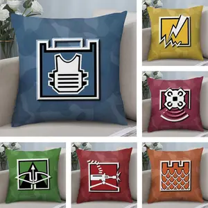 R-Rainbow Six S-Siege Cushion Cover Soft Short Plush Fabric Double-Sided Print | Organic, Breathable,Sofa Pillow Case,Invisible zipper Mite Removal Durable Materia | Warm Winter Home Child Gift