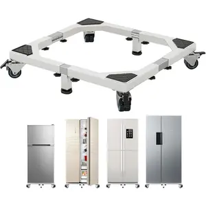 Heavy Duty  Steel Fridge Stand with Wheels Mobile Base Universal Adjustable Washing Machine Stand Multi-Functional Base Furniture  for Refrigerator, Washer and Dryer(White/Large)