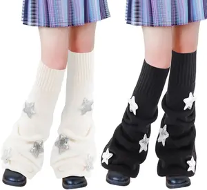 Women's 2-Pair Wrap Leg Warmers - Kawaii Shimmering Stars Star Socks, Gothic Emo Style Halloween Accessory