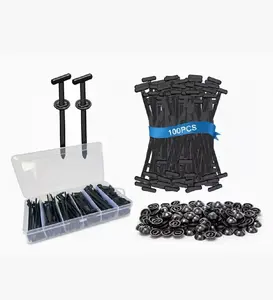 100 pieces per/box/nylon universal cable tie clips, heavy-duty self-locking nylon zipper tie holders, multi-purpose plastic cable tie tools for daily car maintenance