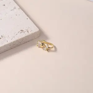 Set of 9 Non-Piercing Nose Rings: 18K Gold Plated Copper U-Shaped Nose Clips with Tulip Heart and zirconia Stones - Perfect Gift Set for Women