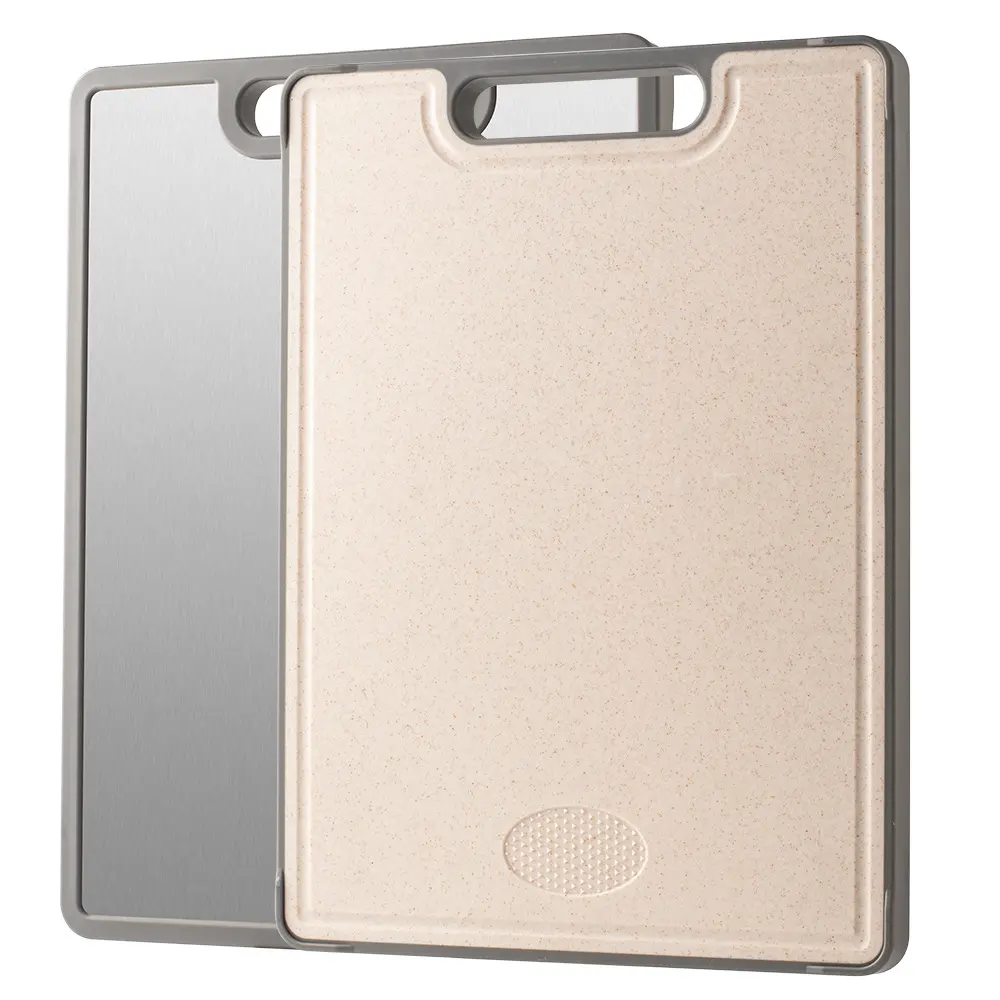 Rectangle Chopping Board with Easy-to-Grip Handle - Food-Safe Kitchenware for Fruits, Vegetables, Meat - Includes Kitchen Knives for Household Use
