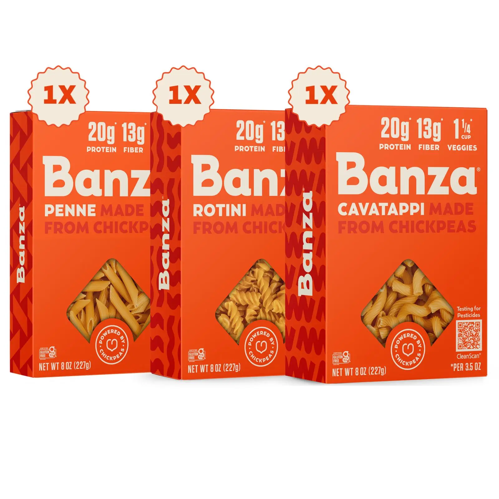 Banza Chickpea Pasta Variety Pack - Gluten Free High Protein Pasta Assorted Shapes