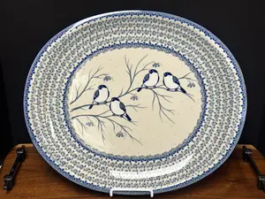 Platter, Giant Oval - U4830 Gray Birds