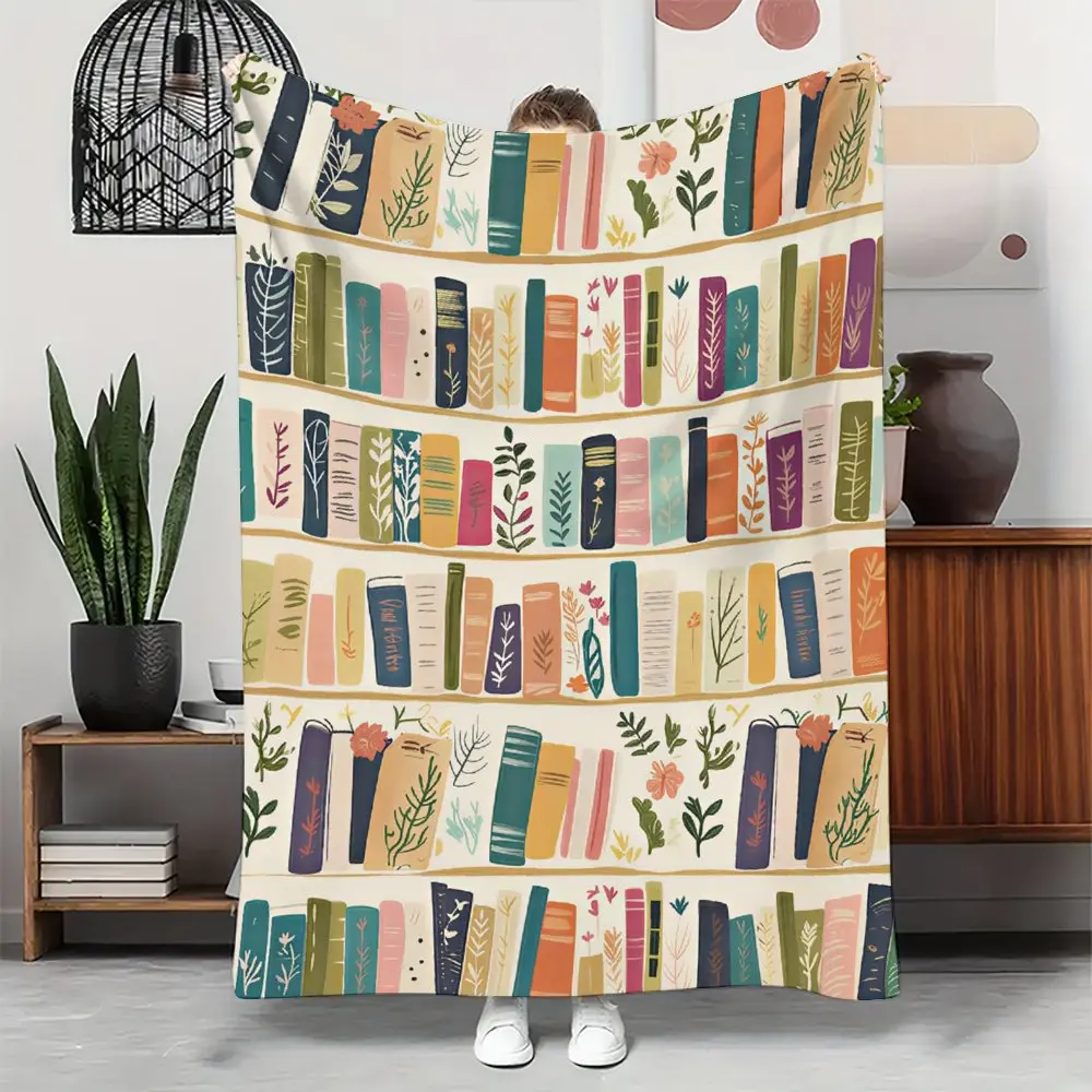 Cozy Bookshelf Blanket Cottagecore Wildflowers Design Creates Perfect Reading Atmosphere Ultra Soft Flannel Wrap Yourself Literary Comfort This Heartwarming Throw library book lover library gift warm throw blanket floral bookish Comfortable