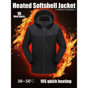 Men's Fall Winter Heating Jacket, Waterproof Windproof Outerwear, Fast 10 Zone Heating, Outdoor Ski Hiking Commuting, No Charger Included
