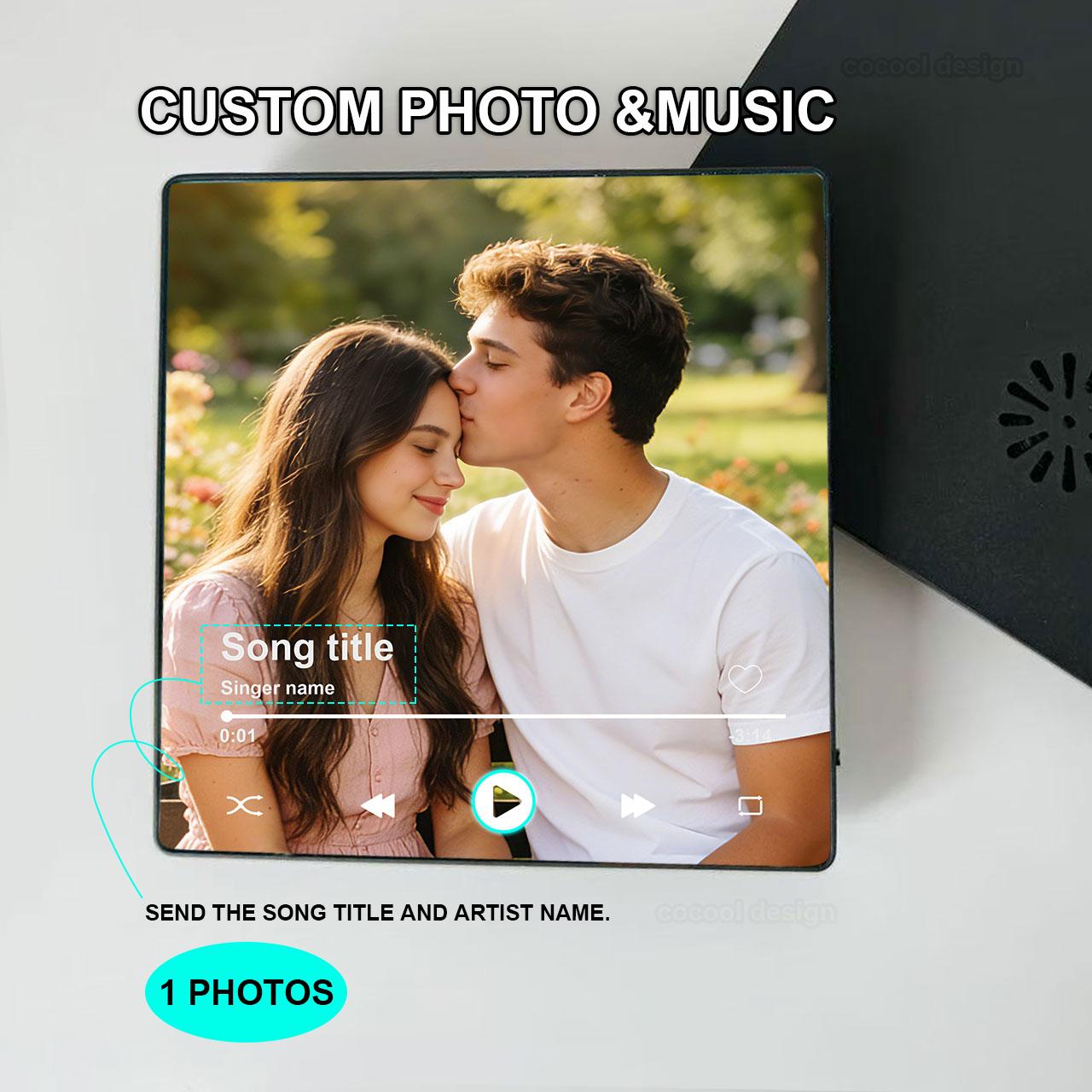 {Customization}Custom Photo Bluetooth Fridge Magnet Personalized Album Frame Plays Music 10x10cm Perfect for teacher appreciation gifts boyfriend birthday gift teen girl gifts anniversary gift for him graduation gifts gifts for boyfriends