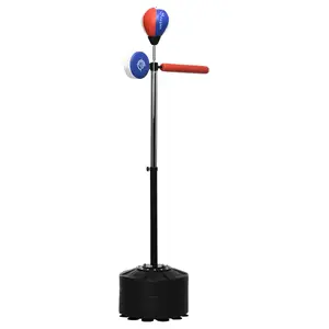 Soozier Free Standing Boxing Bag with Stand, Punching Speed Bag Reaction Bar Challenge with Suction Cups, 64-81in Adjustable Height for Teenagers and Adults, Multi