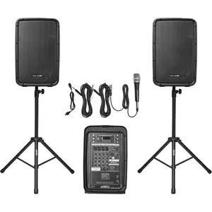 VEVOR Portable PA System with Wireless Microphone Speakers, 800W Bluetooth PA System, 6-Channel Mixer, Dual 10 Speakers, USB/SD/XLR Inputs, Remote, Stands - for DJs, Events, Fitness, Indoor/OutdoorVEVOR Super Brand Day