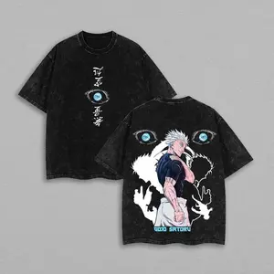 I'm Alone Gojo Satoru x Jujutsu Kaisen Anime Double Printed Washed Tee Unisex Oversize Anime Manga Lightweight Cotton T-Shirt, Gift For Anime Fan , GOJO Fan , JJK Merch