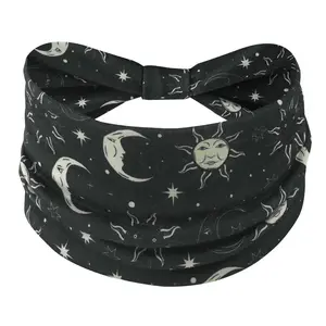 Non-Slip Knotted Headband | Star & Moon Pattern for Yoga, Running & Casual Wear