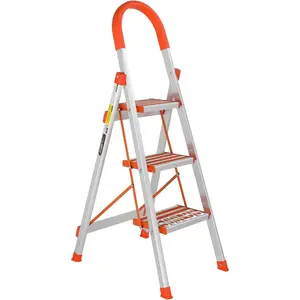 Step Ladder, Foldable Lightweight Step Ladder, Aluminum Anti-Slip with Rubber Hand Grip, 350lbs Capacity, Home and Kitchen Anti-Slip Stepladders