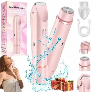 2-in-1 Electric Shaver for Women – Painless Ceramic Blade, 10000RPM, IPX7 Waterproof, Rechargeable Bikini Trimmer with Gift Pouch – For Face, Legs, Underarms