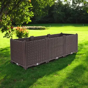 HomeRoots 569544 47 x 16 in. Dark Brown Heavy Duty Plastic Rectangular Self Watering Planter Box
