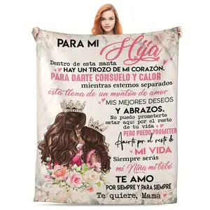 A Blanket For My Daughter Mom  I Love You Floral Pattern Woven Shawl Spanish And English Text  Suitable For All Seasons An Essential Gift For Camping Or Home Use
