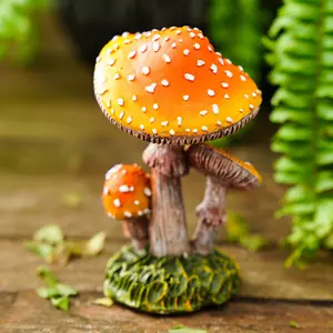 Resin Mushroom Decorative Figurine Set, Hand-Painted Garden Plant Stand Ornament, Bathroom Miniature Landscape Decoration, Garden Accessories