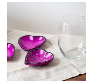 Global Crafts S/3 Small Soapstone Heart Bowls Simple Design